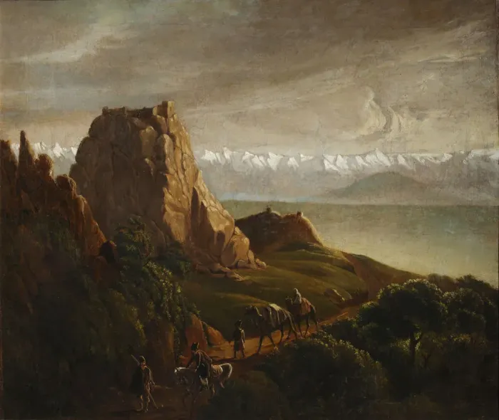 Framed Print : Caucasian landscape with camels, 1837-1838. Artist: Lermontov, Mikhail Yuryevich (1814-1841) Framed Print : Caucasian landscape with camels, 1837-1838. Artist: Lermontov, Mikhail Yuryevich (1814-1841)