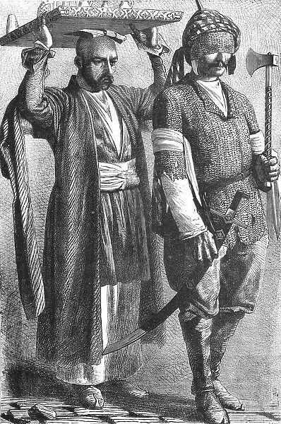 'Caucasian Prince in Chain Armour, and attendant; The Caucasus, 1875. Creator: Unknown