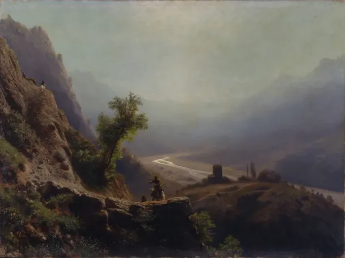 Framed Print : In the Caucasus Mountains, 1879. Artist: Lagorio, Lev Felixovich (1827-1905) Framed Print : In the Caucasus Mountains, 1879. Artist: Lagorio, Lev Felixovich (1827-1905)