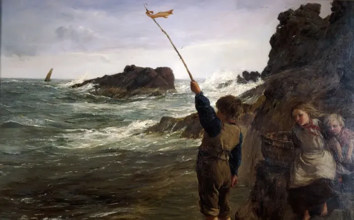 Framed Print : Caught by the Tide, 1869. Artist: James Clarke Hook Framed Print : Caught by the Tide, 1869. Artist: James Clarke Hook
