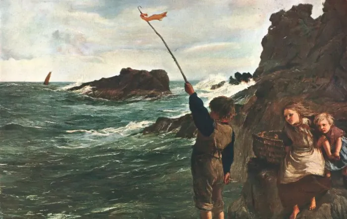 Framed Print : Caught by the Tide, c1869, (c1902). Creator: Unknown Framed Print : Caught by the Tide, c1869, (c1902). Creator: Unknown