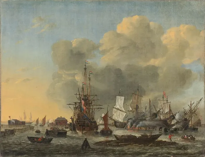 Framed Print : The Caulking of Ships at the Bothuisje on Het IJ in Amsterdam, 1650-1668. Creator: Reinier Zeeman Framed Print : The Caulking of Ships at the Bothuisje on Het IJ in Amsterdam, 1650-1668. Creator: Reinier Zeeman