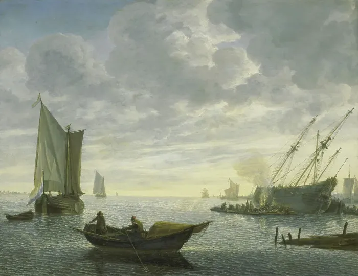 Framed Print : Caulking of a Vessel, 1660-1686. Creator: Lieve Verschuir Framed Print : Caulking of a Vessel, 1660-1686. Creator: Lieve Verschuir