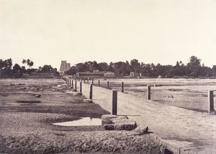 Framed Print : The Causeway Across the Vaigai River, January-March 1858. Creator: Captain Linnaeus Tripe Framed Print : The Causeway Across the Vaigai River, January-March 1858. Creator: Captain Linnaeus Tripe