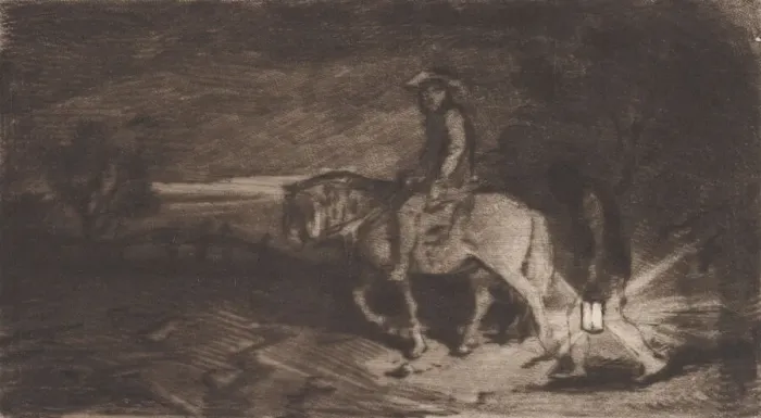 Framed Print : The Cavalier, 1848. Creator: Charles Emile Jacque Framed Print : The Cavalier, 1848. Creator: Charles Emile Jacque