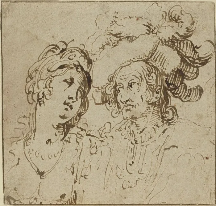 Framed Print : Cavalier with a Harlot, 17th century. Creator: Unknown Framed Print : Cavalier with a Harlot, 17th century. Creator: Unknown