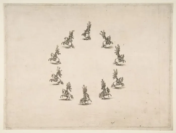 Framed Print : Ten Cavaliers Forming a Circle, 1652. Creator: Stefano della Bella Framed Print : Ten Cavaliers Forming a Circle, 1652. Creator: Stefano della Bella