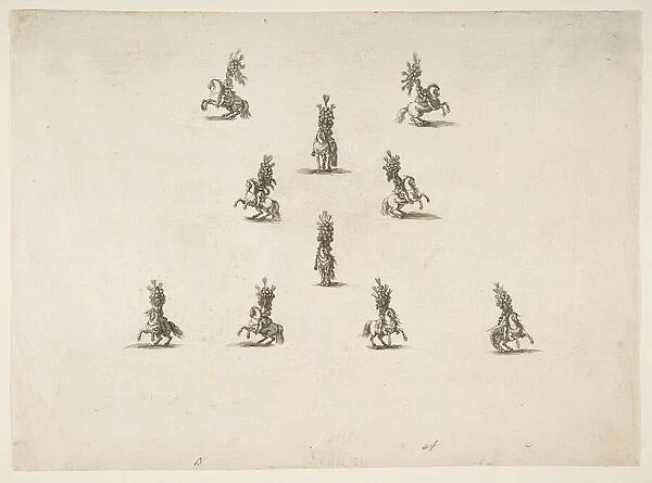 Ten Cavaliers Including Five Forming a V, 1652. Creator: Stefano della Bella