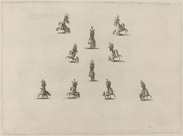 Ten Cavaliers with Large Plumed Helmets, 1652. Creator: Stefano della Bella