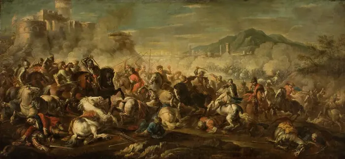 Framed Print : A cavalry battle, 1652. Creator: Jacques Courtois Framed Print : A cavalry battle, 1652. Creator: Jacques Courtois