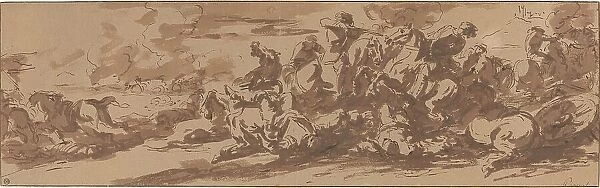 Cavalry Battle near a River. Creator: Walter Paris