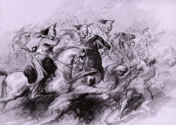 A Cavalry Charge, 1849. Artist: Sir John Gilbert