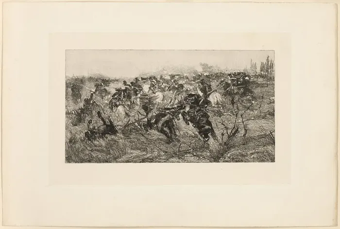 Framed Print : The Cavalry Charge, 1889. Creator: Giovanni Fattori Framed Print : The Cavalry Charge, 1889. Creator: Giovanni Fattori