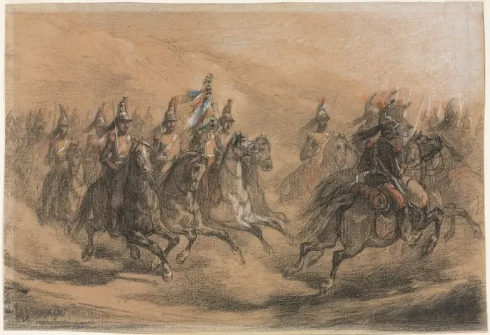 Framed Print : Cavalry Charge, c. 1840. Creator: Auguste Raffet (French, 1804-1860) Framed Print : Cavalry Charge, c. 1840. Creator: Auguste Raffet (French, 1804-1860)
