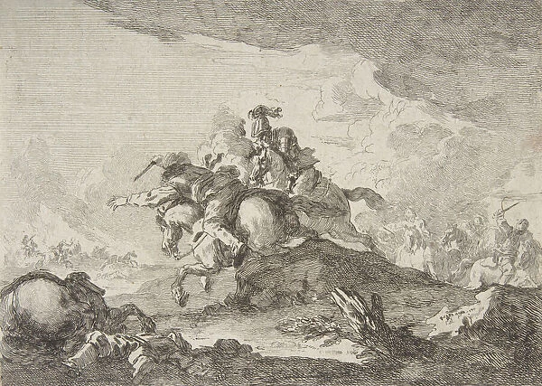 Cavalry Charge, mid to late 18th century. Creator: Francesco Giuseppe Casanova