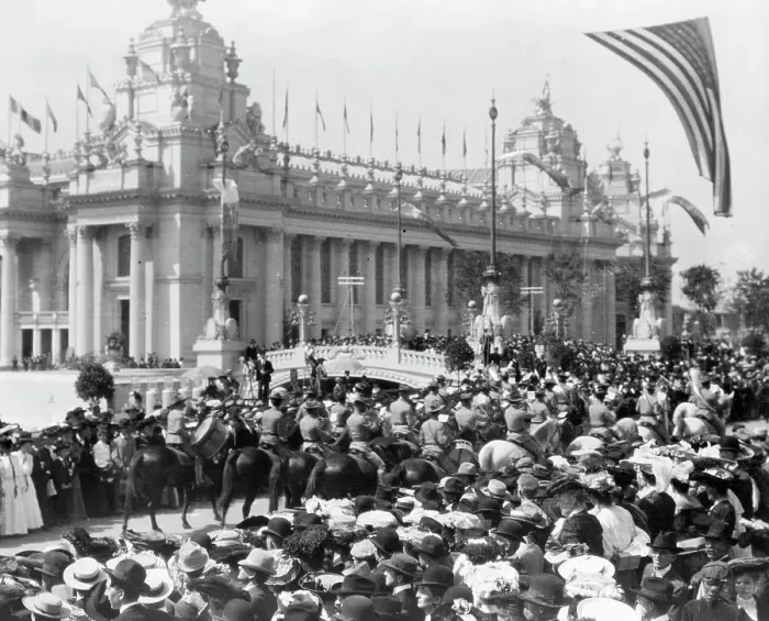 Framed Print : Cavalry and the crowds at the St. Louis World's Fair, 1904. Creator: Frances Benjamin Johnston Framed Print : Cavalry and the crowds at the St. Louis World's Fair, 1904. Creator: Frances Benjamin Johnston