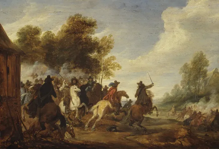 Framed Print : A Cavalry Engagement. Creator: Adam Frans van der Meulen Framed Print : A Cavalry Engagement. Creator: Adam Frans van der Meulen