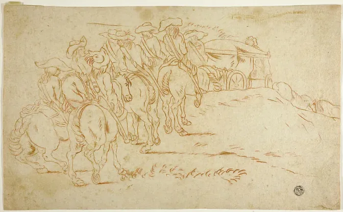 Framed Print : Cavalry Escorting Coach, n.d. Creator: Hendrik Verschuring Framed Print : Cavalry Escorting Coach, n.d. Creator: Hendrik Verschuring