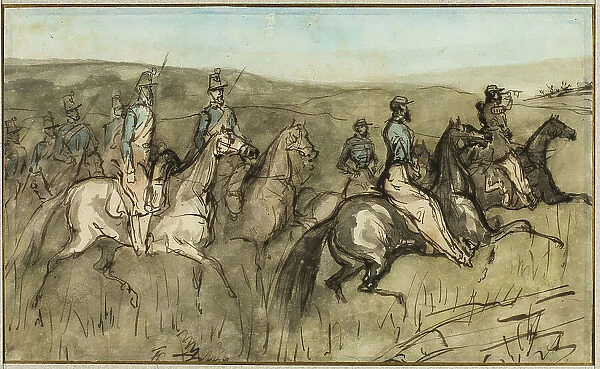 Cavalry Exercise in a Meadow, n.d. Creator: Constantin Guys