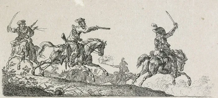 Framed Print : A cavalry fight, c. 1814. Creator: Christian David Gebauer
