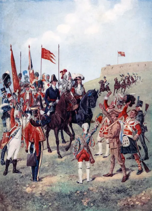 Framed Print : The cavalry meet the infantry on the battlefield, 1910 Framed Print : The cavalry meet the infantry on the battlefield, 1910