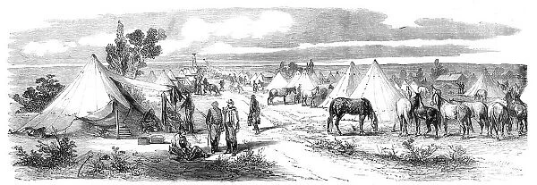 Cavalry quarters at the camp of Chalons - from a drawing by M. Beaucé, 1860. Creator: Unknown
