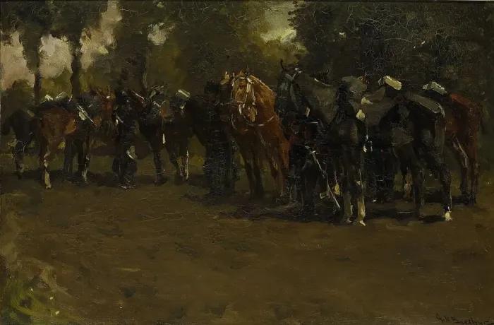 Framed Print : Cavalry at Repose, 1885. Creator: George Hendrik Breitner