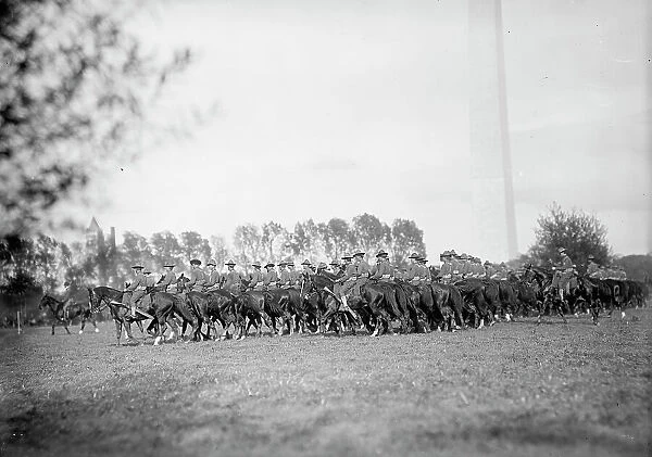 Cavalry Review By President Wilson - Cavalry In Maneuvers, 1913. Creator: Harris & Ewing. Cavalry Review By President Wilson - Cavalry In Maneuvers, 1913. Creator: Harris & Ewing