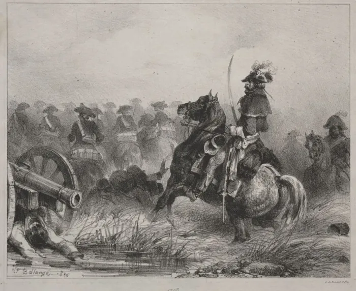 Framed Print : Cavalry Scene, 1836. Creator: Joseph-Louis-Hippolyte Bellange (French, 1800-1866) Framed Print : Cavalry Scene, 1836. Creator: Joseph-Louis-Hippolyte Bellange (French, 1800-1866)