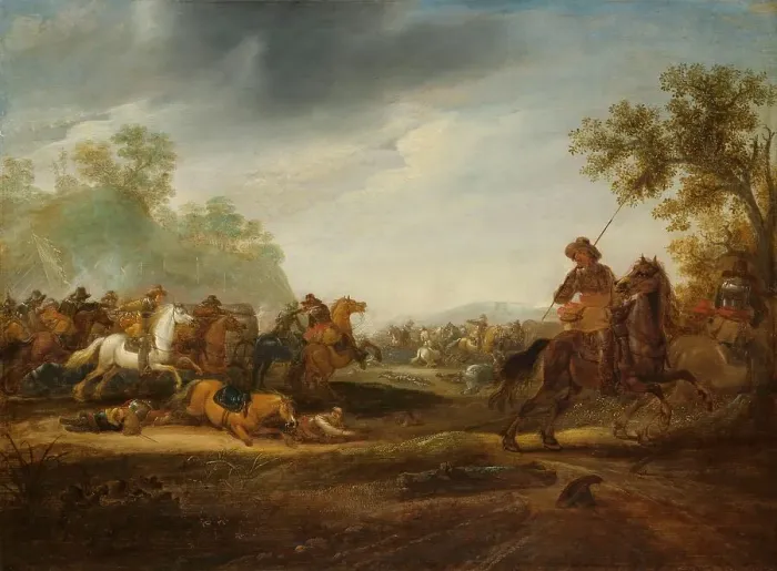Framed Print : Cavalry Skirmish, 1625-1660. Creator: Abraham van der Hoef Framed Print : Cavalry Skirmish, 1625-1660. Creator: Abraham van der Hoef