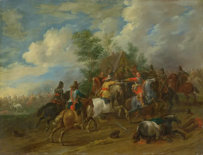 Framed Print : Cavalry skirmish, 1654. Creator: Pieter Meulener Framed Print : Cavalry skirmish, 1654. Creator: Pieter Meulener