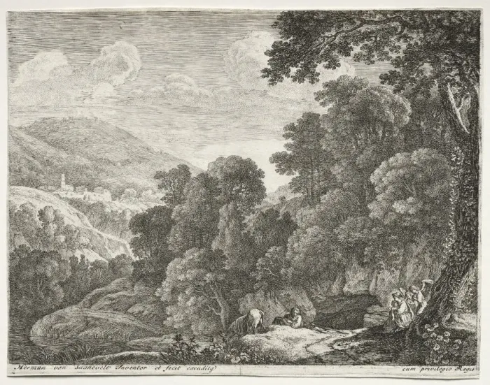 Framed Print : The Cave, c. 1652-1654. Creator: Herman van Swanevelt (Dutch, c. 1600-1655) Framed Print : The Cave, c. 1652-1654. Creator: Herman van Swanevelt (Dutch, c. 1600-1655)