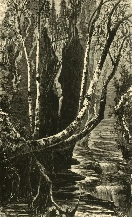 Framed Print : Cavern Cascade, below Mountain House, 1872. Creator: J. G. Smithwick Framed Print : Cavern Cascade, below Mountain House, 1872. Creator: J. G. Smithwick