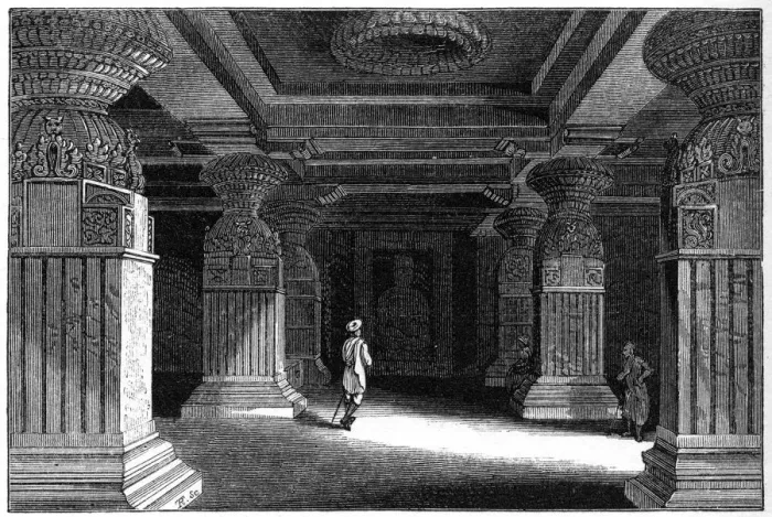 Framed Print : Caves of Ellora, India, 1847. Artist: Robinson Framed Print : Caves of Ellora, India, 1847. Artist: Robinson