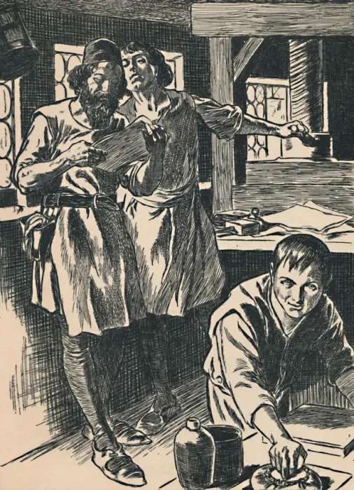 Framed Print : Caxton in his Printing Shop, c1907 Framed Print : Caxton in his Printing Shop, c1907