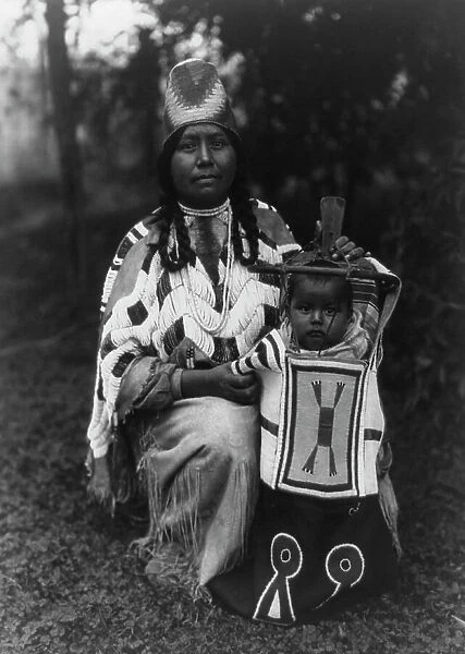 Cayuse mother and child, c1910. Creator: Edward Sheriff Curtis