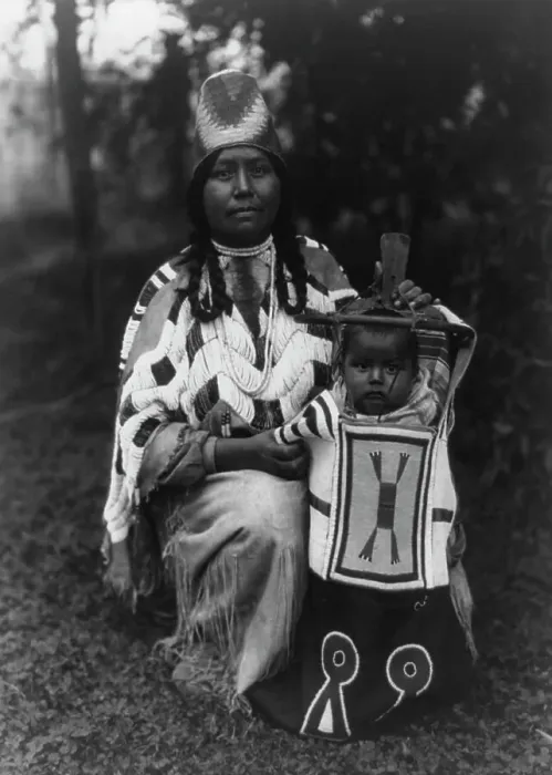 Framed Print : Cayuse mother and child, c1910. Creator: Edward Sheriff Curtis Framed Print : Cayuse mother and child, c1910. Creator: Edward Sheriff Curtis