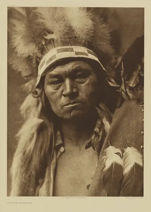 Framed Print : Cayuse Warrior, 1910. Creator: Edward Sheriff Curtis Framed Print : Cayuse Warrior, 1910. Creator: Edward Sheriff Curtis