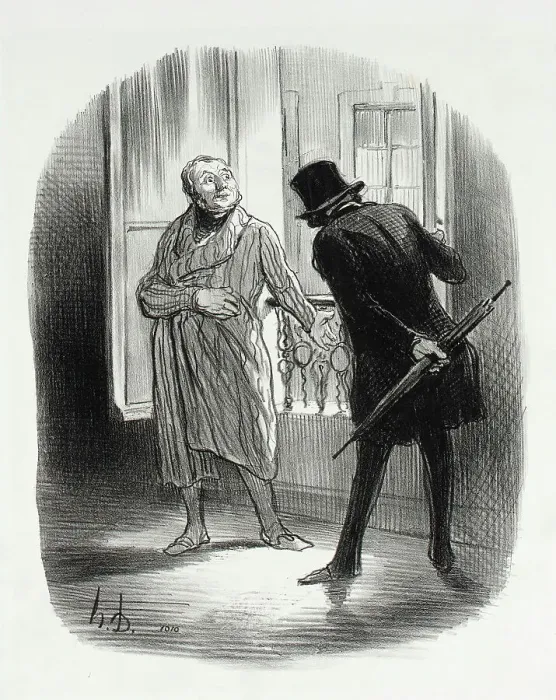 Framed Print : Ce logement est un peu cher, pour la place Royale... 1844. Creator: Honore Daumier Framed Print : Ce logement est un peu cher, pour la place Royale... 1844. Creator: Honore Daumier