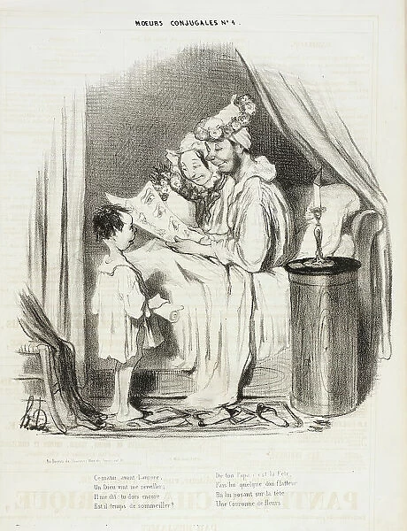 Ce matin, avant l'aurore, un Dieu vint me reveiller... 1839. Creator: Honore Daumier