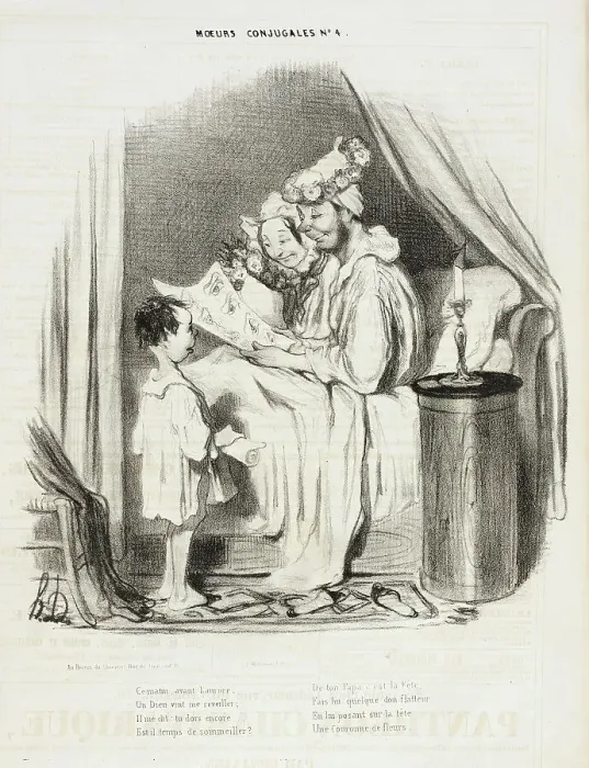 Framed Print : Ce matin, avant l'aurore, un Dieu vint me reveiller... 1839. Creator: Honore Daumier Framed Print : Ce matin, avant l'aurore, un Dieu vint me reveiller... 1839. Creator: Honore Daumier