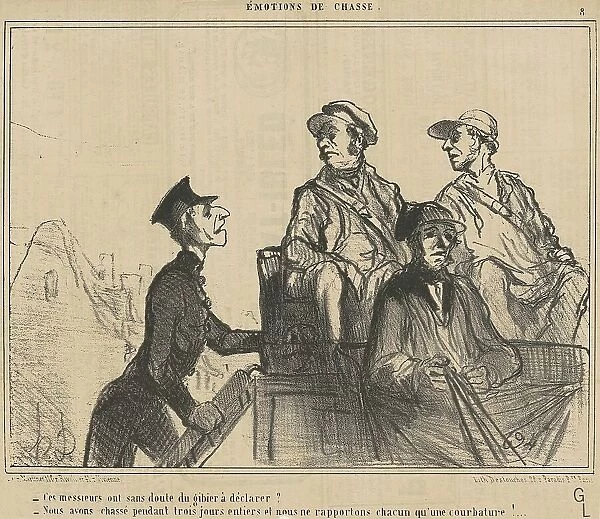 Ce messieurs ont... du gibier a déclarer?... 19th century. Creator: Honore Daumier