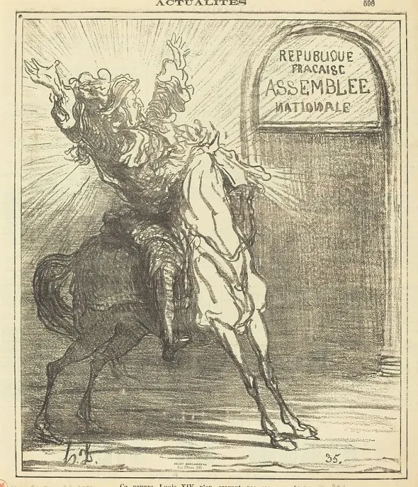 Framed Print : Ce pauvre Louis XIV n'en croyant pas ses yeux, 1871. Creator: Honore Daumier Framed Print : Ce pauvre Louis XIV n'en croyant pas ses yeux, 1871. Creator: Honore Daumier