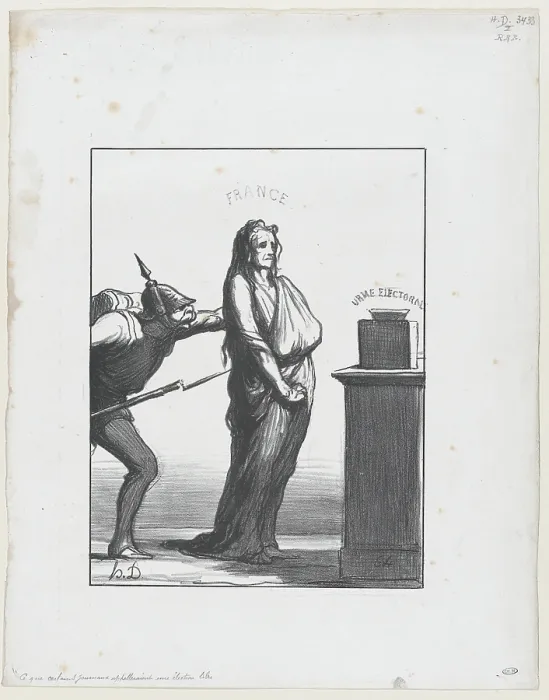 Framed Print : Ce que certains journaux appeleraient une election libre, 1870. Creator: Honore Daumier Framed Print : Ce que certains journaux appeleraient une election libre, 1870. Creator: Honore Daumier
