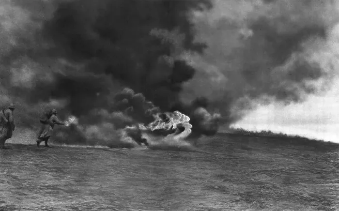 Framed Print : Ce que L'ennemi a Voulu; La : une attaque a l'aide de Lance-Flammes, 1917. Creator: Unknown. Ce que L'ennemi a Voulu; La : une attaque a l'aide de Lance-Flammes, 1917. Creator: Unknown Framed Print : Ce que L'ennemi a Voulu; La : une attaque a l'aide de Lance-Flammes, 1917. Creator: Unknown. Ce que L'ennemi a Voulu; La : une attaque a l'aide de Lance-Flammes, 1917. Creator: Unknown