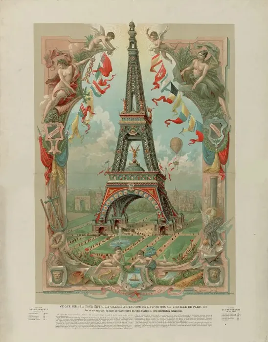 Framed Print : Ce que sera la tour Eiffel la grande attraction de Exposition universelle de 1889, 1889. Creator: Anonymous Framed Print : Ce que sera la tour Eiffel la grande attraction de Exposition universelle de 1889, 1889. Creator: Anonymous