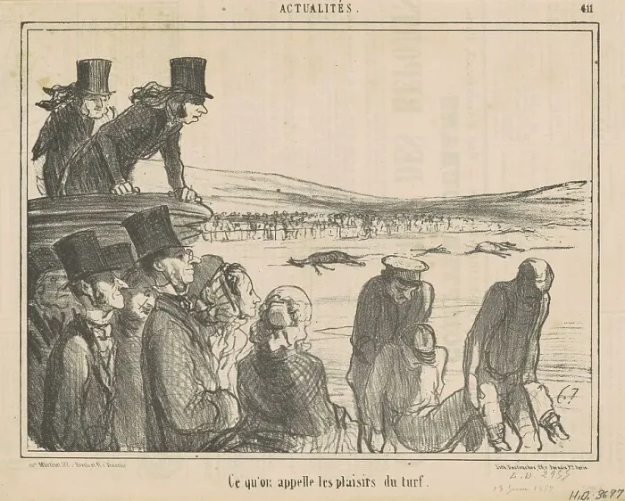 Framed Print : Ce qu'on appelle les plasirs du turf, 19th century. Creator: Honore Daumier Framed Print : Ce qu'on appelle les plasirs du turf, 19th century. Creator: Honore Daumier