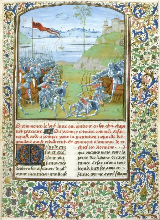 Framed Print : Ceasar and Pompey fighting the Gauls (Book 7), 1473-1476. Creator: Master of the London Wavrin Framed Print : Ceasar and Pompey fighting the Gauls (Book 7), 1473-1476. Creator: Master of the London Wavrin