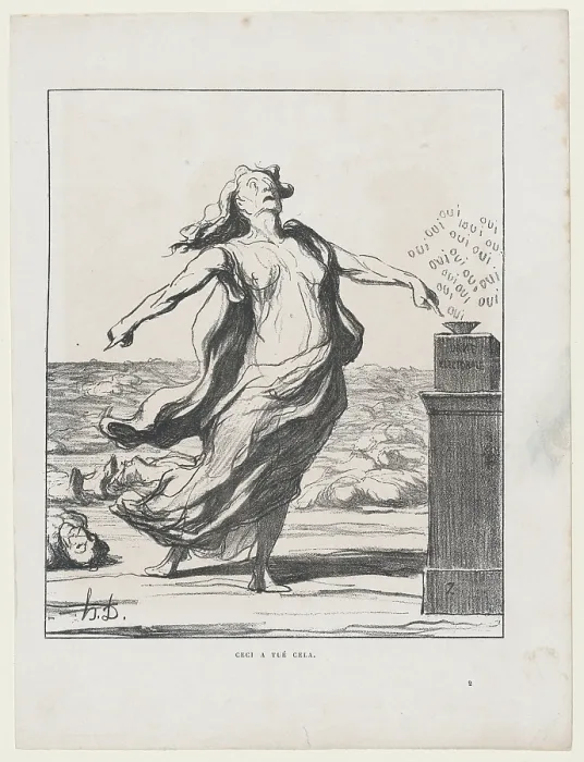 Framed Print : Ceci a tue cela, 1871. Creator: Honore Daumier Framed Print : Ceci a tue cela, 1871. Creator: Honore Daumier