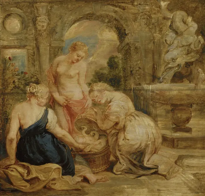 Framed Print : Cecrops Daughters Finding Erichtonius. Sketch. Creator: Peter Paul Rubens Framed Print : Cecrops Daughters Finding Erichtonius. Sketch. Creator: Peter Paul Rubens